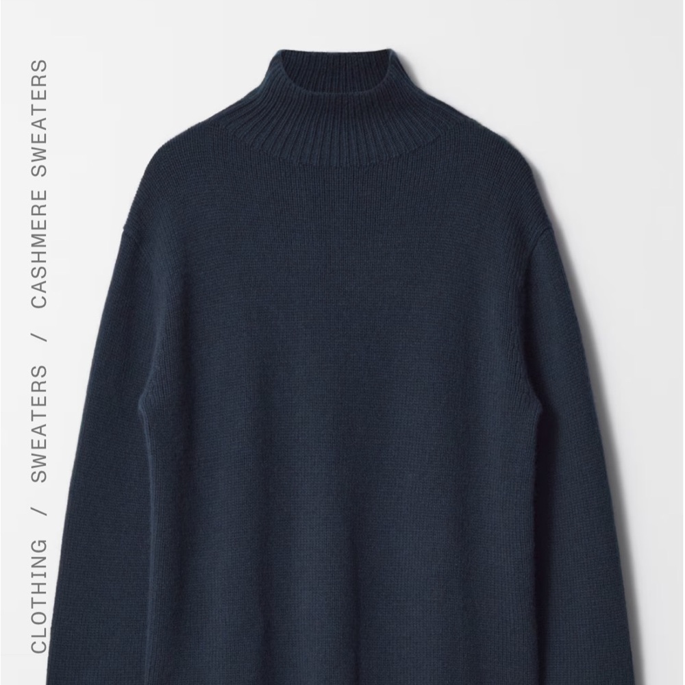 & Other Stories Wool Cashmere Navy Turtleneck Sweater